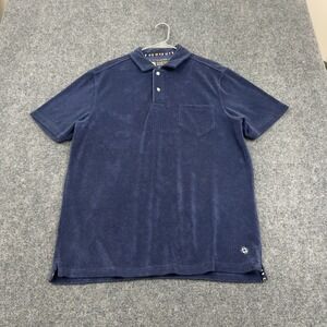 Castaway Nantucket Island Polo Shirt Mens L Blue Cotton Terry Cloth Preppy Style